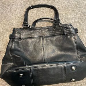 Black leather Coach purse.